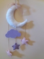 Fiocco nascita pannolenci luna - fiocco,