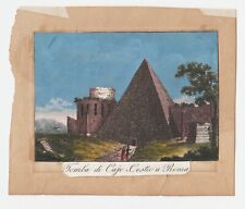 Stampa antica piramide cestia roma acquaforte 1816 Agapito Franzetti veduta