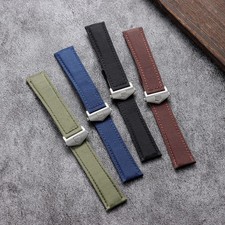 Cinturino Orologio Sportivo Impermeabile Nylon 20mm Chiusura Pieghevole Bracciale Pelle Uomo