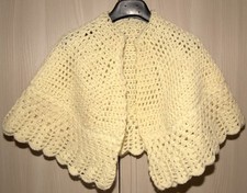 Offerta! SCIALLE Mantella lana UNCINETTO Fatto a mano Handmade - PANNA