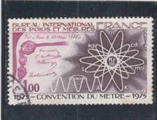 L7172 FRANCE Timbre Y&T N° 1844 de 1975 " Convention du Metre  " Oblitéré