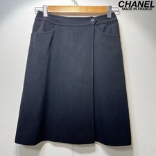 Gonna svasata in lana con logo CHANEL COCO donna nera rara originale