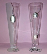 Coppia Vasetti Monofiore Cristallo e argento Prodotto Italiano altezza 24x8 cm