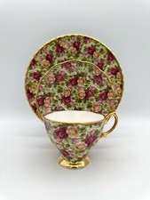 Royal Albert Old Country Roses Chintz - Trio di tazze, piattini e piatti da dessert con piedini
