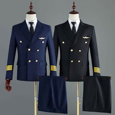 Giacca tuta UK uomo compagnia aerea capitano pantaloni pilota blazer aviatore uniforme dritta/