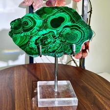 1,14 libbre fetta di malachite naturale cristallo lucentezza quarzo minerale esemplare guarigione