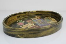 Vassoio in legno OVALE Vintage Finemente Decorato dipinto a mano Centrotavola