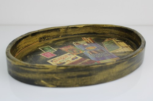 Vassoio legno ovale vintage - in,
