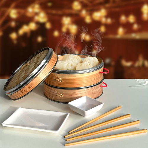 Vaporiera bambù dim sum - vaporiera,