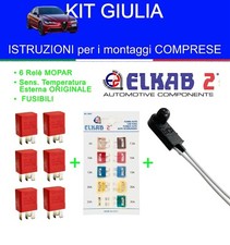 Kit Alfa Romeo Giulia, 6 Relè MOPAR 12v30a Sensore Temperatura Esterna, Fusibili