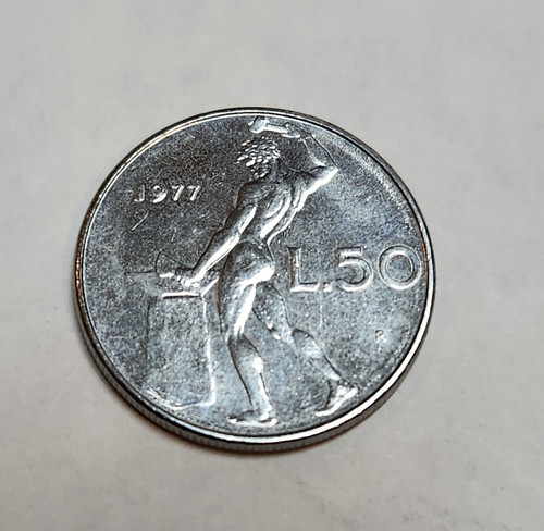 1977 italy lire - coin, km