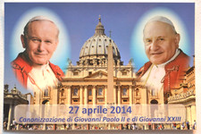 Cartolina Papa Giovanni Paolo II Karol Wojtyla e Giovanni XXIII Roncalli 2014 nv