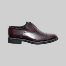 Scarpe Oxford Uomo Pelle Lucida Slip on Bordeaux classiche Francesine 