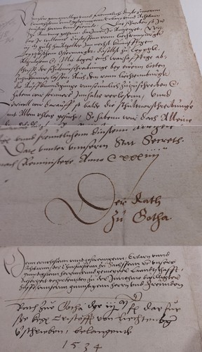 Manoscritto lettera gotha 1534 - gotha,