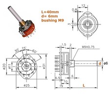 Alpha commutatore 2 vie 2 posizioni rotativo M9, switching, d: 6mm, SR2511F-0202