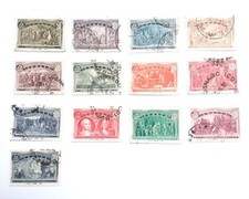 LOTTO DI N°13 FRANCOBOLLI USATI TIMBRATI ITALIANI DA FOGLIETTO DI COLOMBO 1992