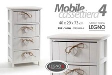 MOBILE CASSETTIERA 4 CASSETTI CUORE IN LEGNO SHABBY CHIC 40*29*73 CM TDE-763946