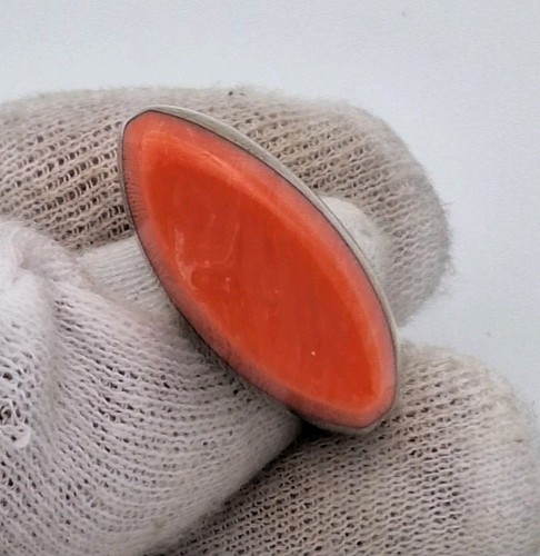Large pink coral ring sterling - coral,