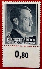 Francobollo Impero tedesco DR Governatorato generale Adolf Hitler seconda guerra mondiale