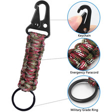 Paracord Portachiavi Anello Kit Di Sopravvivenza Moschettone Da Campeggio Corda 