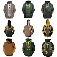 Felpa con cappuccio Cosplay Avengers Loki 3D supereroe adulto felpa giacca cappotto costumi