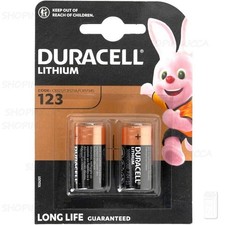 2 DURACELL 123 Batterie Pile Litio CR123A CR 17345 Softair Foto Allarmi Sensori