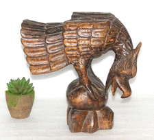 1970's Antico IN Legno Aquila Scultura,Statuina Artigianale Pesante Vecchio