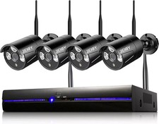 REIGY 3MP Kit Videosorveglianza Wifi Esterno con Registra Audio, Sistema di Sicu