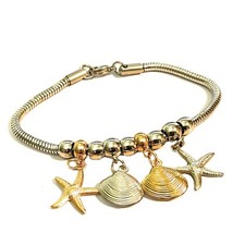 Bracciale da donna tipo pandora in acciaio oro con charms braccialetto snake