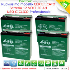KIT 4 BATTERIE 12V 20AH RICARICABILI CICLICHE 48V 20AH MOTORINI BICI ELETTRICHE