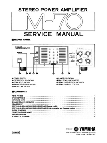 Manuale servizio per yamaha - servizio,