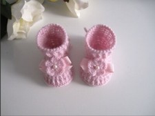 Scarpine neonata fatte a mano all'uncinetto corredino nascita lana  baby handmad