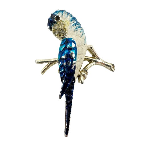 Spilla pappagallo blu - e, bianco