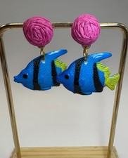 Orecchini pesce blu fucsia -