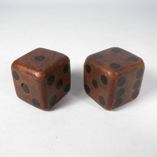 COPPIA GRANDI DADI DA GIOCO IN LEGNO VINTAGE GAMING DICE OVERSIZE LARGE V771