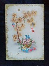 Cartolina Buon Natale Cesto di Fiori con Regali e Decorazioni PMCE 722/5 Z643