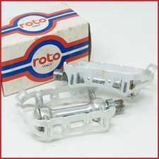 NOS ROTO 70 PEDALI QUILL BICI DA CORSA VINTAGE BICI DA STRADA OLD SILVER EROICA