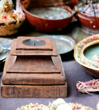 Antico Legno Colonna Basamento Portacandele Stand Originale Fine Mano Scolpito 6