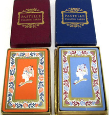 RARA carte da gioco vintage PASTELLE doppio mazzo SILHOUETTE VITTORIANA ottime