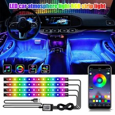 4x Illuminazione Abitacolo LED RGB Auto Veicolo Ambiente Piedi Illuminazione con Control