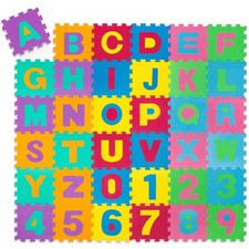 Tappetino Tappeto Puzzle Lettere Gomma Schiuma EVA Set 86 Pezzi Gioco Bambino