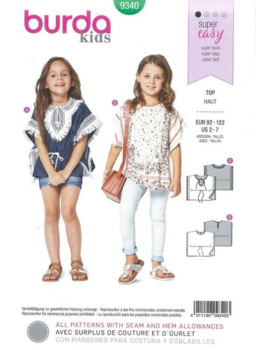 Burda 9340 summer - summer, ponchos
