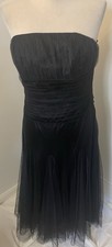 Abito da sera Monsoon nero senza spalline - strega...goth...corpetto increspato - taglia 12
