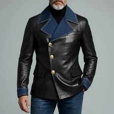 Blazer uomo patchwork in pelle