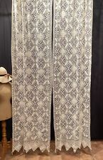 Antiche Coppia Tende Filet A Mano Perfetto Stato  Cm280x100 Ogni Pannello