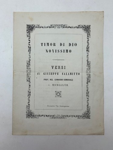 Timor dio novissimo - timor, versi