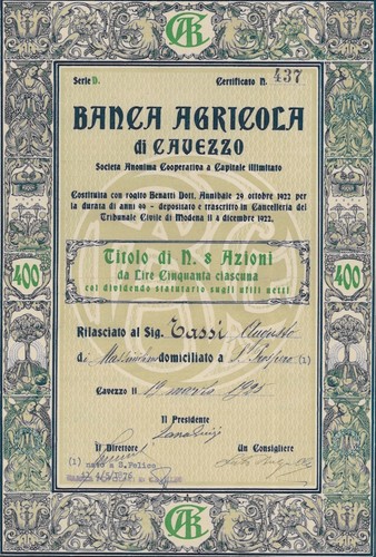 1925 banca agricola di - *,