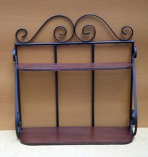 Mensola scaffale étagere in ferro battuto e legno per Cucina rustica tavernetta