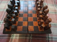 scacchiera 25 x 25 pieghevole scacchi intagliati a mano inca maya vintage