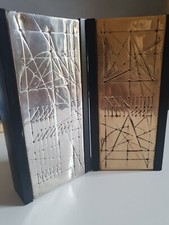 WALTER VALENTINI 2 TAVOLE 1980  SCULTURE ASTRATTE IN BRONZO E ARGENTO